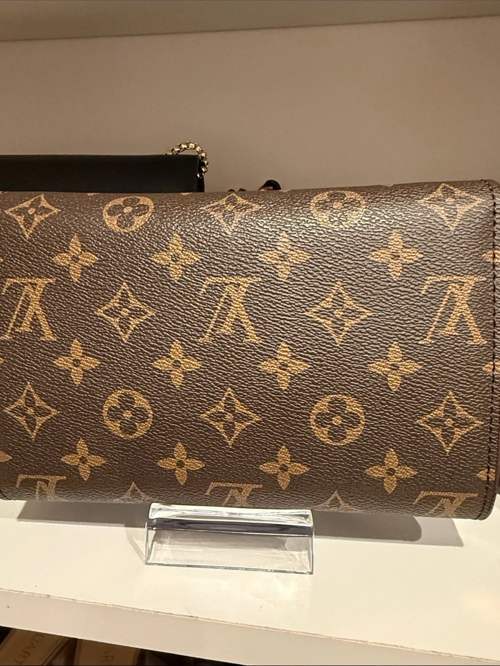 Louis Vuitton Brown Monogram Wallet purse with Gold LV Twist